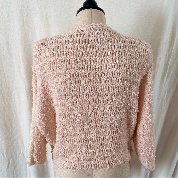Vintage 80’s pastel pink hand crochet knit sweater - Picture 6 of 8